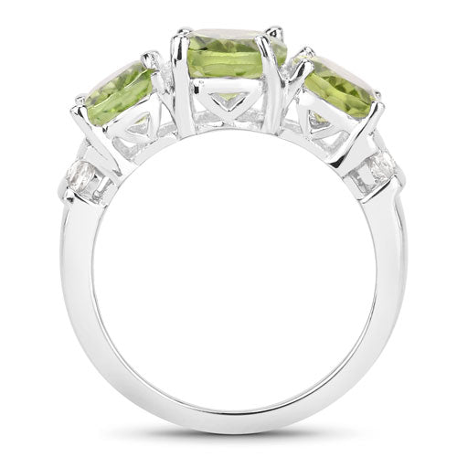 Anillo de Plata Esterlina con Peridoto y Topacio Blanco de 4.14 Quilates