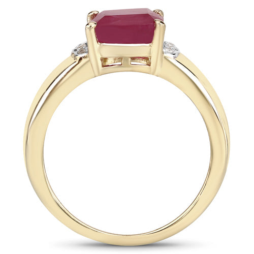 3.44 Carat Glass Filled Ruby & White Topaz Sterling Silver Ring