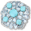 6.18 Carat Genuine Turquoise and Blue Topaz Sterling Silver Ring