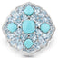 6.18 Carat Genuine Turquoise and Blue Topaz Sterling Silver Ring