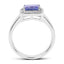 Bague en argent sterling avec tanzanite et topaze blanche de 1,12 carat