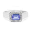 Bague en argent sterling avec tanzanite et topaze blanche de 1,12 carat