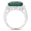 Anillo de Plata Esterlina con Esmeralda Teñida de 13.05 Quilates y Topacio Blanco