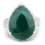 Anillo de Plata Esterlina con Esmeralda Teñida de 13.05 Quilates y Topacio Blanco