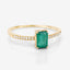 Anillo de Compromiso de Esmeralda Zambiana de 0.59 Quilates y Diamante en Oro Amarillo de 14K