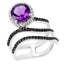 Bague en Argent Sterling avec Améthyste de 2,31 Carats, Spinelle Noir et Diamant