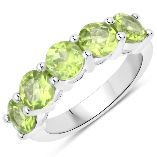 Bague de fiançailles en argent sterling avec péridot véritable de 3,25 carats