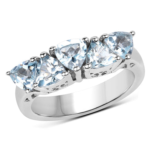 Bague en argent sterling avec topaze bleue véritable de 2,50 carats