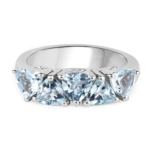 Bague en argent sterling avec topaze bleue véritable de 2,50 carats