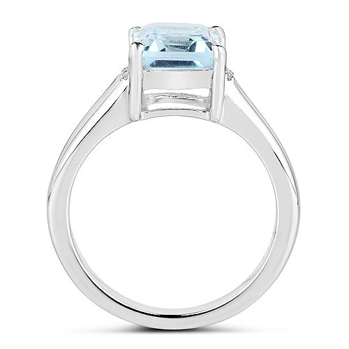 Anillo de Plata Esterlina con Topacio Azul y Topacio Blanco de 2.64 Quilates
