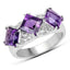 3.09 Carat Genuine Amethyst & White Topaz Sterling Silver Ring
