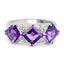 3.09 Carat Genuine Amethyst & White Topaz Sterling Silver Ring