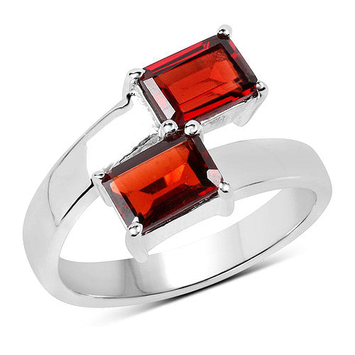 2.40 Carat Genuine Garnet .925 Sterling Silver Engagement Ring