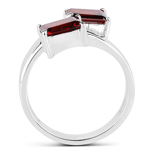 2.40 Carat Genuine Garnet .925 Sterling Silver Engagement Ring