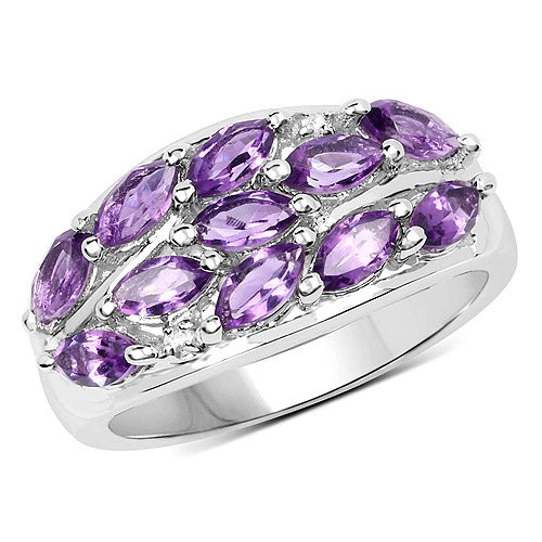 1.67 Carat Amethyst & White Topaz Sterling Silver Engagement Ring