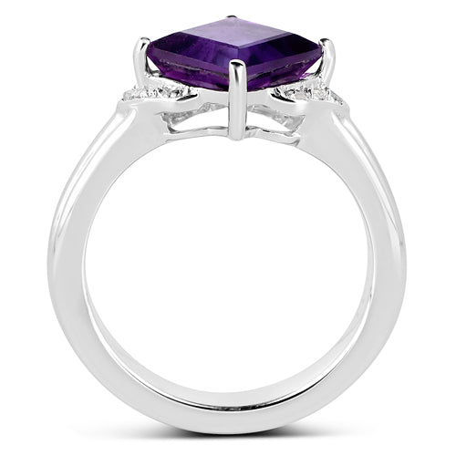 2.55 Carat Amethyst and White Topaz Sterling Silver Ring