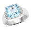 Bague en argent sterling avec topaze bleue et topaze blanche de 4,58 carats