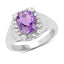Anillo de plata esterlina de amatista de 2.13 quilates y topacio blanco