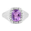 Anillo de plata esterlina de amatista de 2.13 quilates y topacio blanco