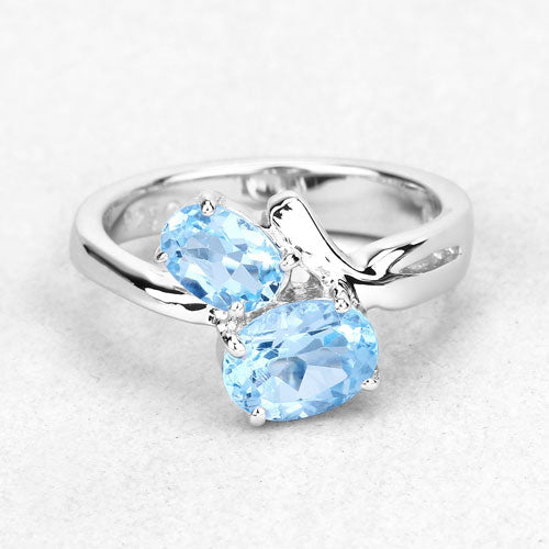 2.55 Carat Genuine Blue Topaz Sterling Silver Ring
