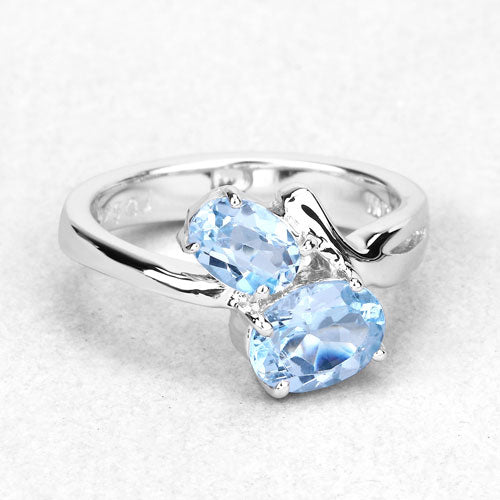 2.55 Carat Genuine Blue Topaz Sterling Silver Ring