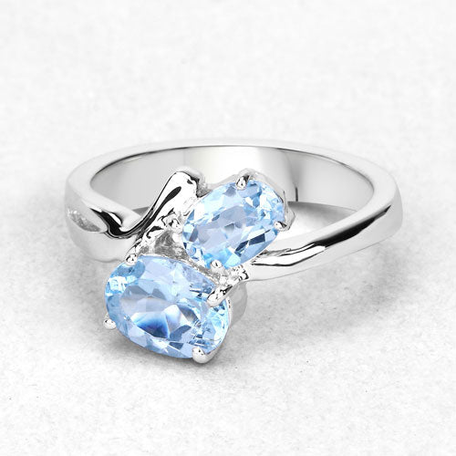 2.55 Carat Genuine Blue Topaz Sterling Silver Ring