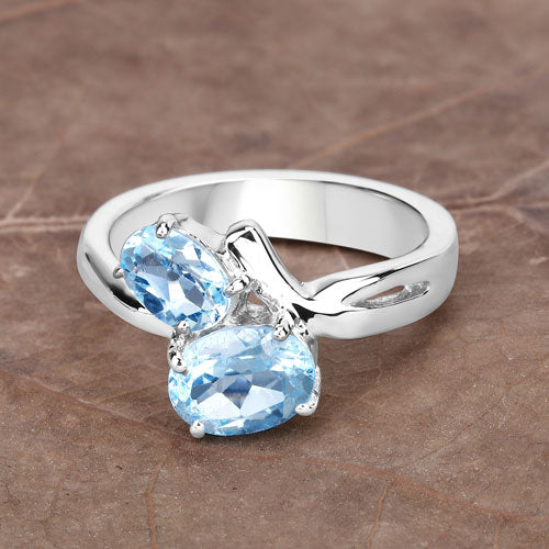 2.55 Carat Genuine Blue Topaz Sterling Silver Ring