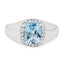 Bague en argent sterling avec topaze bleue et topaze blanche de 1,62 carat