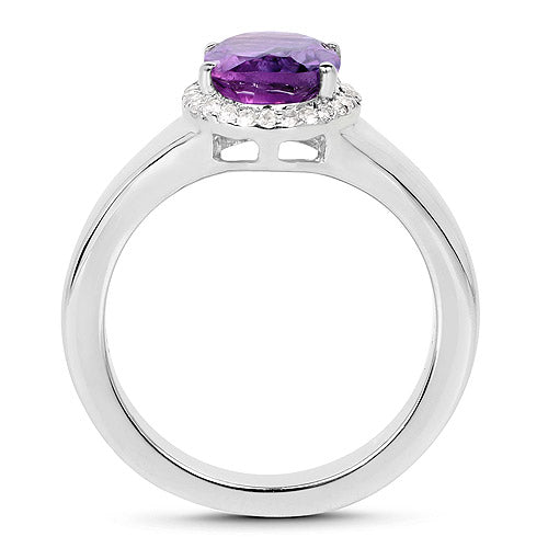 Bague de fiançailles en argent sterling avec améthyste de 1,73 carat et topaze blanche