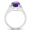 Anillo de Plata Esterlina con Amatista de 3.12 Quilates y Topacio Blanco