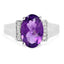 Anillo de Plata Esterlina con Amatista de 3.12 Quilates y Topacio Blanco