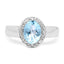 Bague en argent sterling avec topaze bleue et topaze blanche de 2,58 carats