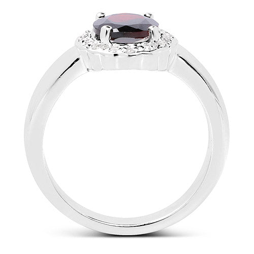 Anillo de Compromiso de Granate de 2.58 Quilates y Topacio Blanco en Plata de Ley