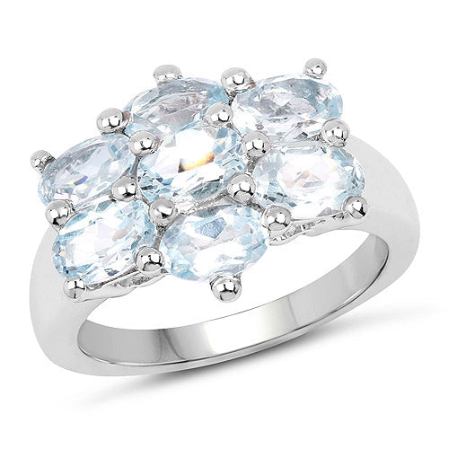 3.57 Carat Genuine Blue Topaz .925 Sterling Silver Engagement Ring
