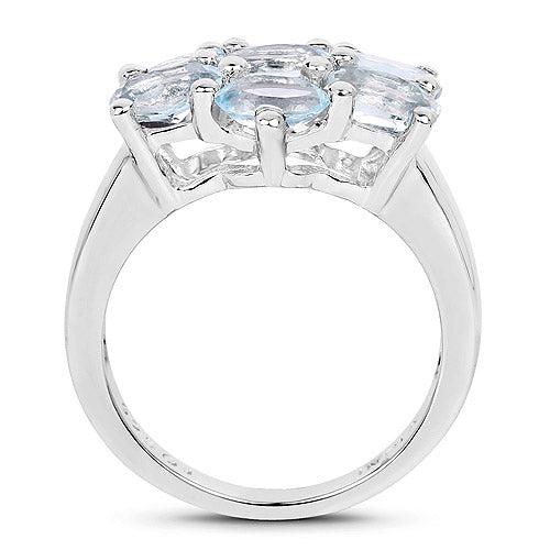 3.57 Carat Genuine Blue Topaz .925 Sterling Silver Engagement Ring