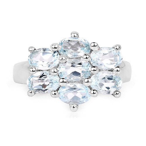 3.57 Carat Genuine Blue Topaz .925 Sterling Silver Engagement Ring