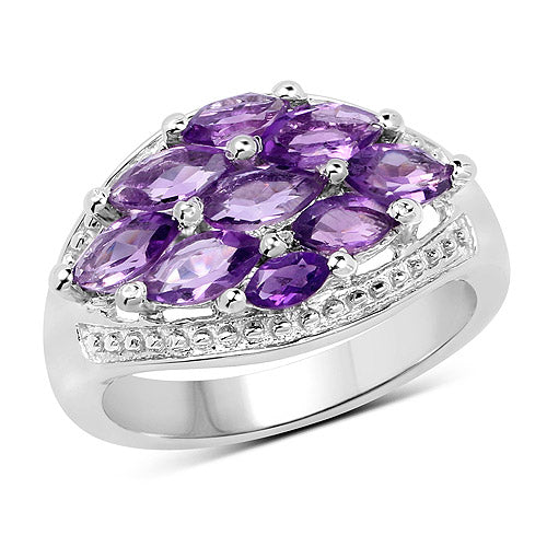 Bague en argent sterling .925 avec améthyste véritable de 1,91 carat