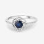 Bague de fiançailles en saphir bleu de 0,78 carat et diamant en or blanc 14K