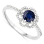 Bague de fiançailles en saphir bleu de 0,78 carat et diamant en or blanc 14K