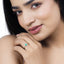 Anillo de Compromiso de Esmeralda Zambiana y Diamante de 0.55 Quilates en Oro Blanco de 14K