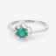 Anillo de Compromiso de Esmeralda Zambiana y Diamante de 0.55 Quilates en Oro Blanco de 14K