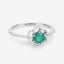 Anillo de Compromiso de Esmeralda Zambiana y Diamante de 0.55 Quilates en Oro Blanco de 14K