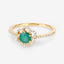Anillo de Compromiso de Esmeralda Zambiana de 0.55 Quilates y Diamante Blanco en Oro de 14K