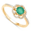 Anillo de Compromiso de Esmeralda Zambiana de 0.55 Quilates y Diamante Blanco en Oro de 14K