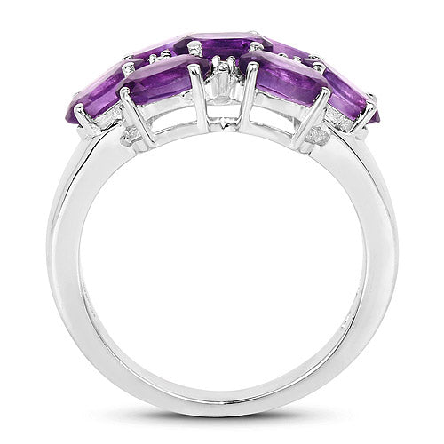 3.05 Carat Amethyst and White Topaz Sterling Silver Ring