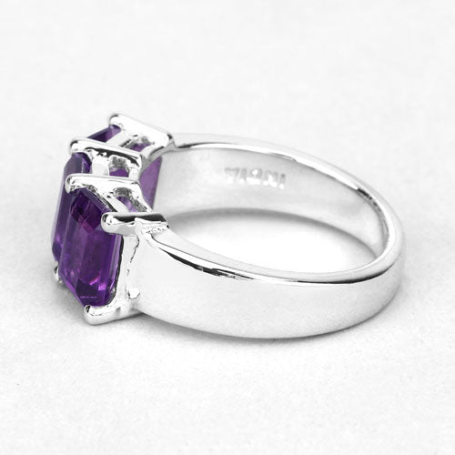 2.85 Carat Genuine Amethyst Sterling Silver Engagement Ring