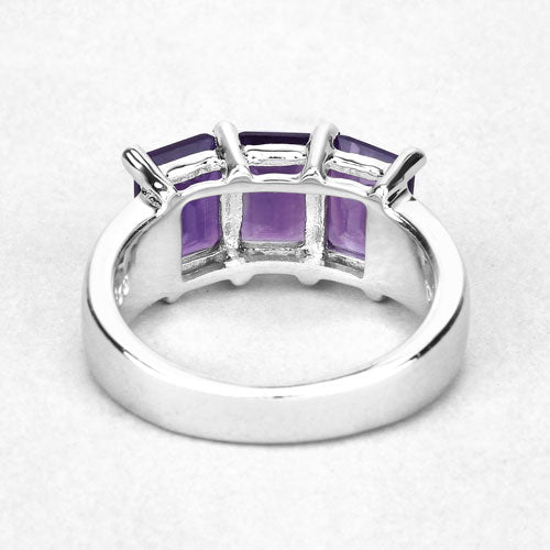 2.85 Carat Genuine Amethyst Sterling Silver Engagement Ring