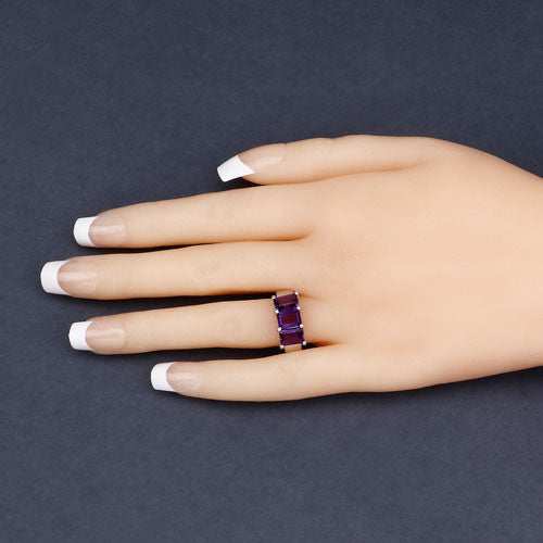 2.85 Carat Genuine Amethyst Sterling Silver Engagement Ring