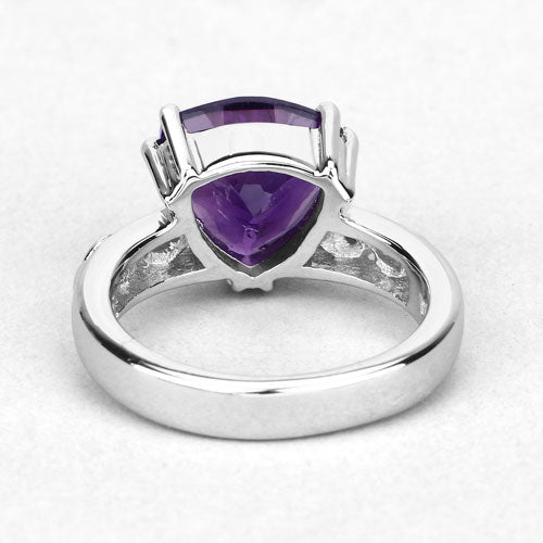 2.71 Carat Genuine Amethyst and White Topaz Sterling Silver Ring
