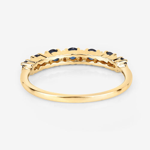 0.43 Carat Blue Sapphire & White Diamond 14K Yellow Gold Engagement Ring
